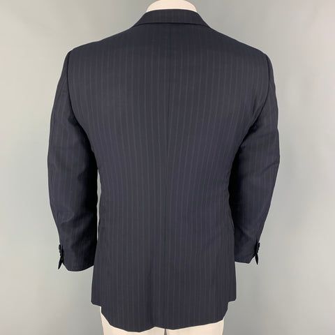 ERMENEGILDO ZEGNA Size 42 C Black Purple Stripe Wool Silk Sport Coat