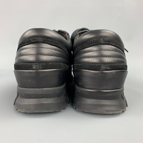 LANVIN Size 10 Black Mixed Materials Nylon Lace Up Sneakers