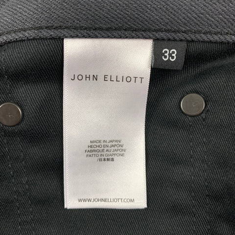 JOHN ELLIOTT Size 33 Black Wash Selvedge Denim Button Fly Jeans