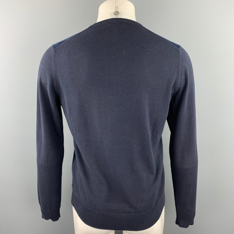 J. LINDEBERG Pull col V en coton bleu marine taille S
