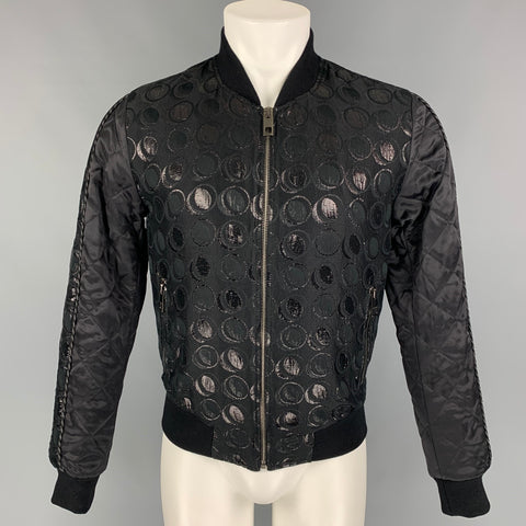 DOLCE & GABBANA Size 34 Black Silver Circles Cotton Silk Jacket