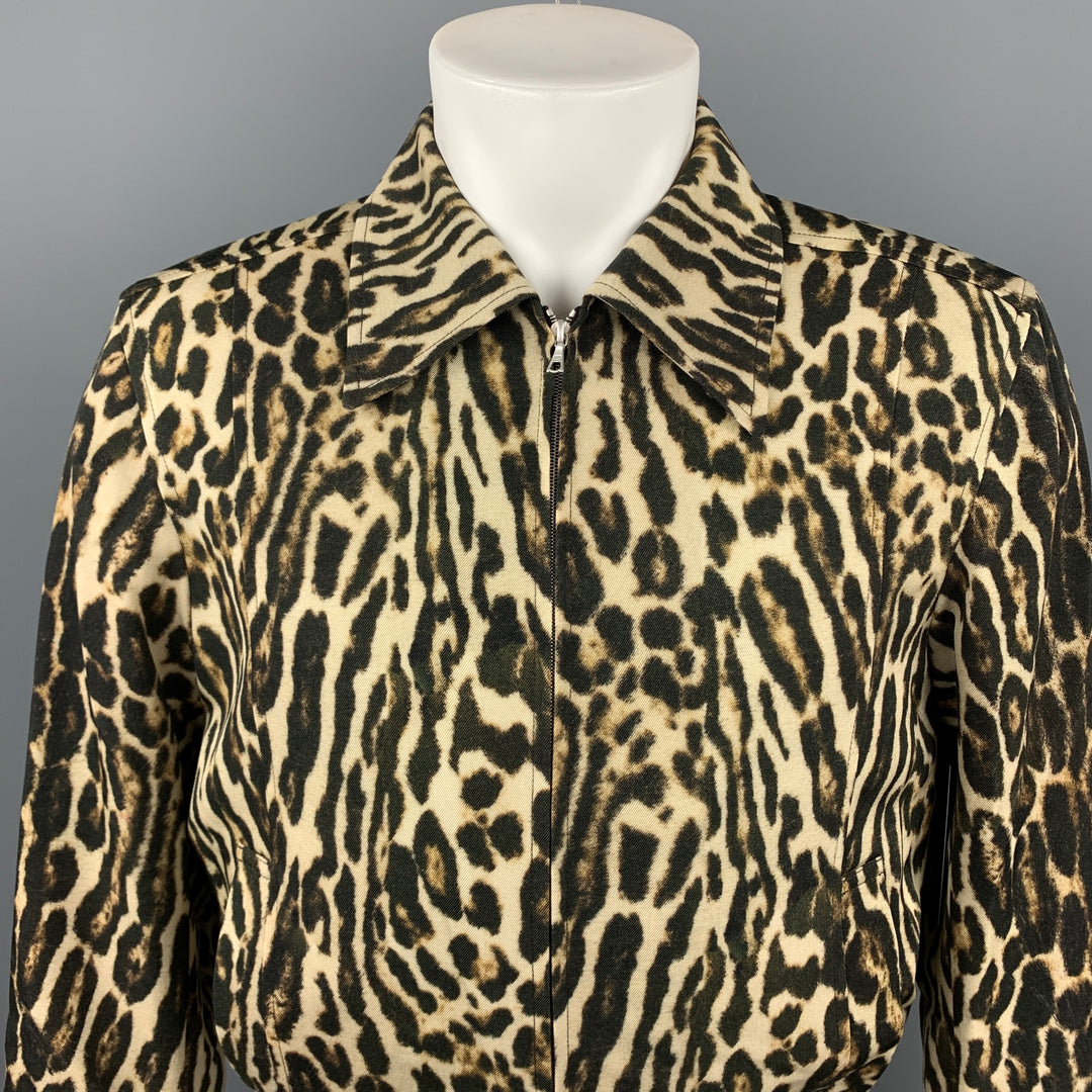 DRIES VAN NOTEN S/S 20 Size 40 Tan & Black Leopard  Print Wool Jacket