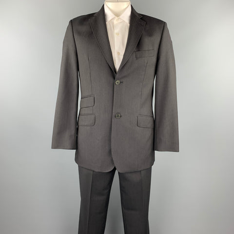 TED BAKER Size 40 Regular Charcoal Stripe Notch Lapel Suit