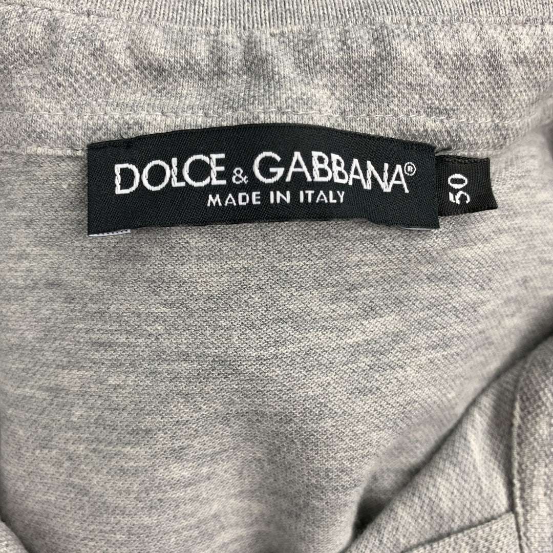 DOLCE & GABBANA Size M Gray Pique Buttoned Polo Shirt