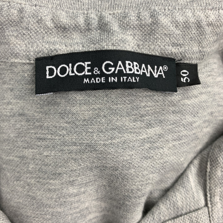 DOLCE & GABBANA Size M Gray Pique Buttoned Polo Shirt