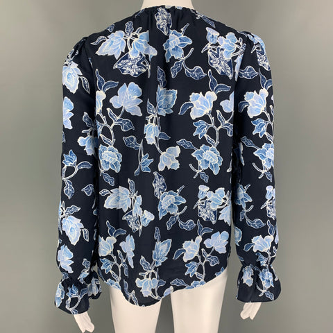 JOIE Size XS Navy Blue Polyester Floral Blouson Casual Top
