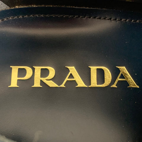 PRADA Size 10 Blue Black Perforated Leather Platform Lace Up Shoes