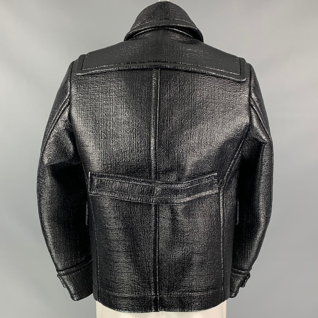 BURBERRY PRORSUM Fall 2013 Size 38 Black Textured Hidden Snaps Jacket