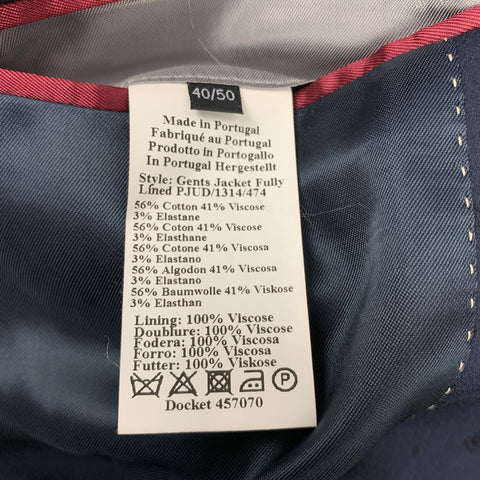 PS by PAUL SMITH Size 40 Navy Print Cotton / Viscose Notch Lapel Sport Coat