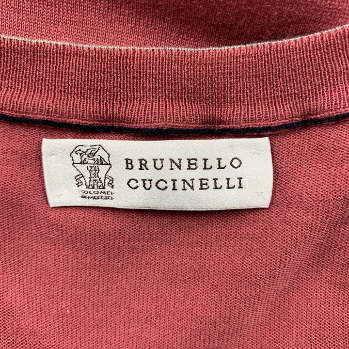 BRUNELLO CUCINELLI Size 40 Salmon Cotton V-Neck Pullover