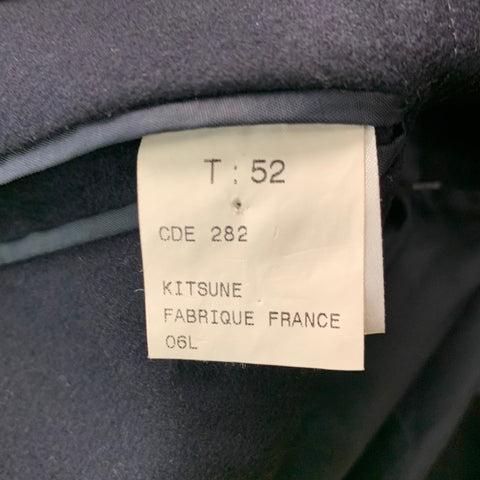 MAISON KITSUNE Taille 42 Manteau de sport à revers cranté en laine unie marine