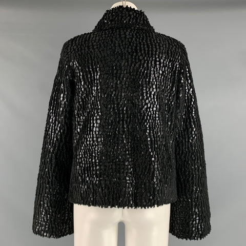EMPORIO ARMANI Size 8 Black Polyester Textured Jacket