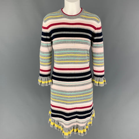 TED BAKER Size M Multi-Color Cotton Polyester Stripe Long Sleeve Dress