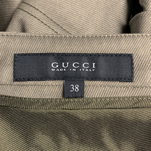 GUCCI Size 2 Olive Cotton / Elastane Snaps Cargo Cuff Zipper Casual Pants