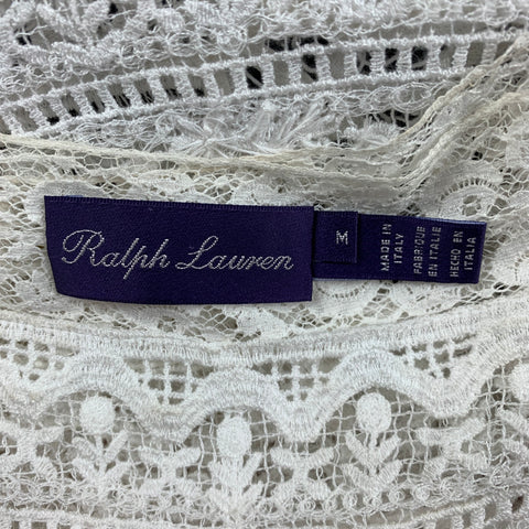 Collection RALPH LAUREN Taille M Robe courte en crochet de coton blanc