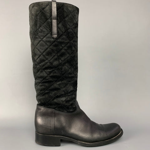 Colección RALPH LAUREN Talla 9 Botas de montar sin cordones de ante acolchado negro