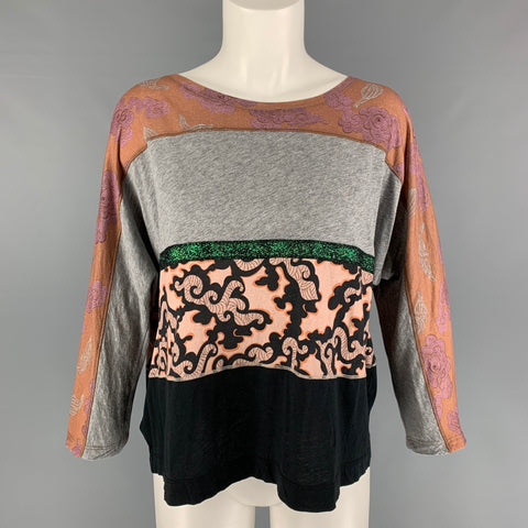 DRIES VAN NOTEN Pull Raglan en coton multicolore, tissus mélangés, taille S