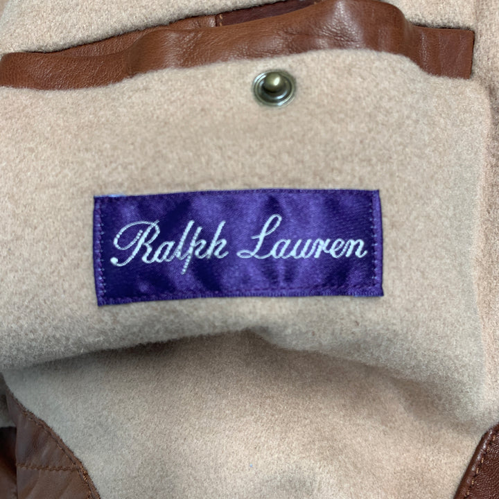 RALPH LAUREN Size L Brown Leather Zip Up Jacket
