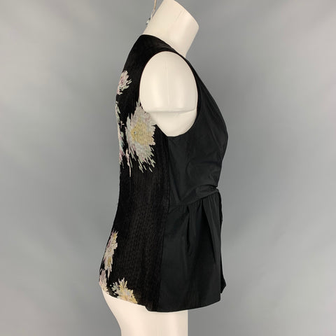 DRIES VAN NOTEN Size 6 Black Polyester / Cotton Pleated Sleeveless Blouse