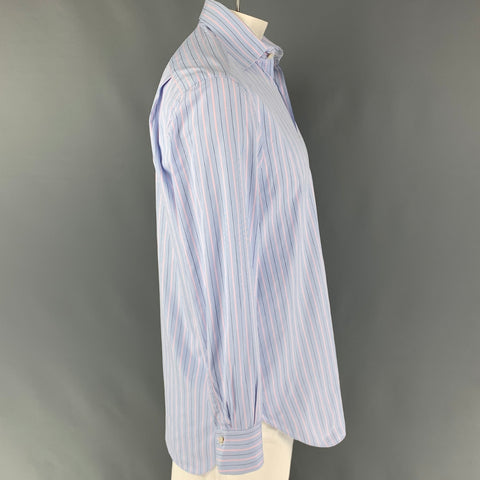 KITON Size M Blue Pink Stripe Long Sleeve Shirt