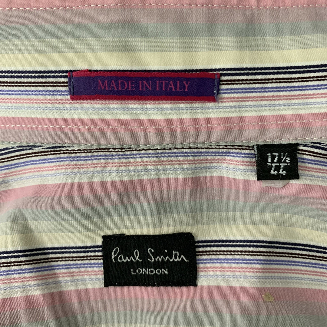 PAUL SMITH Size XXL Pink Blue Stripe Cotton Button Down Long Sleeve Shirt