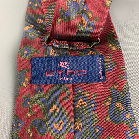 ETRO Cravate en soie bordeaux à motif cachemire