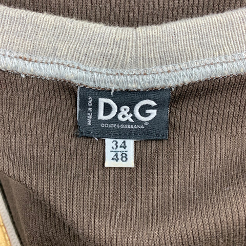 D&G by DOLCE & GABBANA Size S Gold & Brown Graphic Leather Tank Top