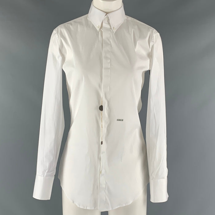 DSQUARED2 Size XXS White Cotton Solid Button Down Shirt