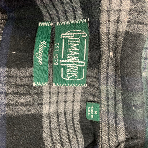 GITMAN BROS Size M Grey Green Plaid Cotton Long Sleeve Shirt