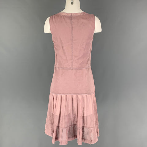 JIL SANDER Talla 6 Vestido sin mangas plisado de algodón rosa polvo