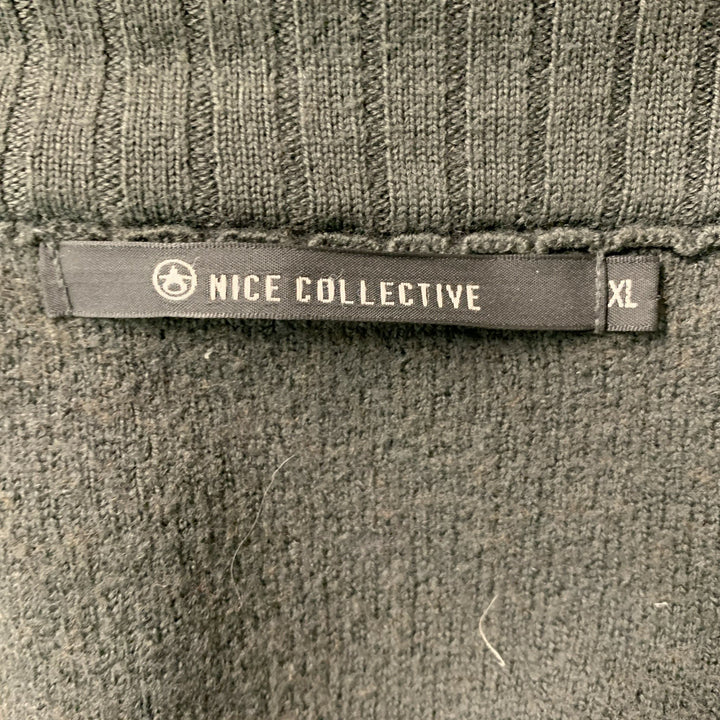 NICE COLLECTIVE Size XL Dark green Knit Wool Zip Up Cardigan