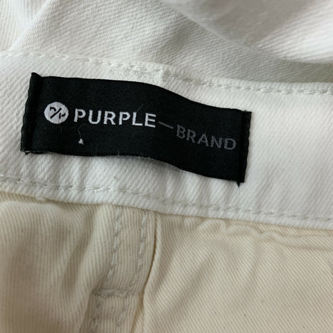 PURPLE BRAND Size 30 White Cotton Lycra Button Fly Jeans
