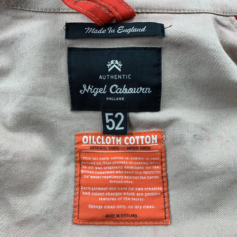 NIGEL CABOURN Size 42 Red Waxed Cotton Zip & Snaps Belted Hooded Jacket