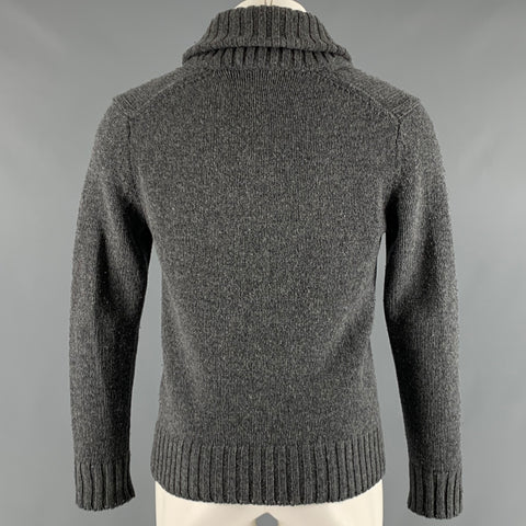 ONASSIS Size S Grey Wool Shawl Collar Sweater