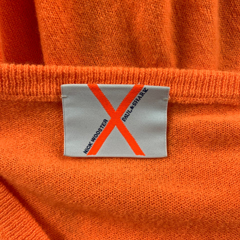 NICK WOOSTER x PAUL & SHARK Size M Orange Cashmere / Nylon Crew-Neck Pullover