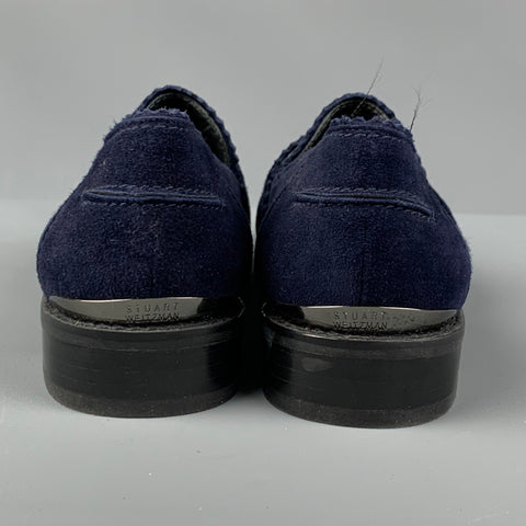 STUART WEITZMAN Size 6.5 Navy Grey Suede Mixed Materials Loafer Flats