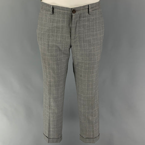 BRUNELLO CUCINELLI Size 38 Gray Window Pane Lana Wool Silk Suit