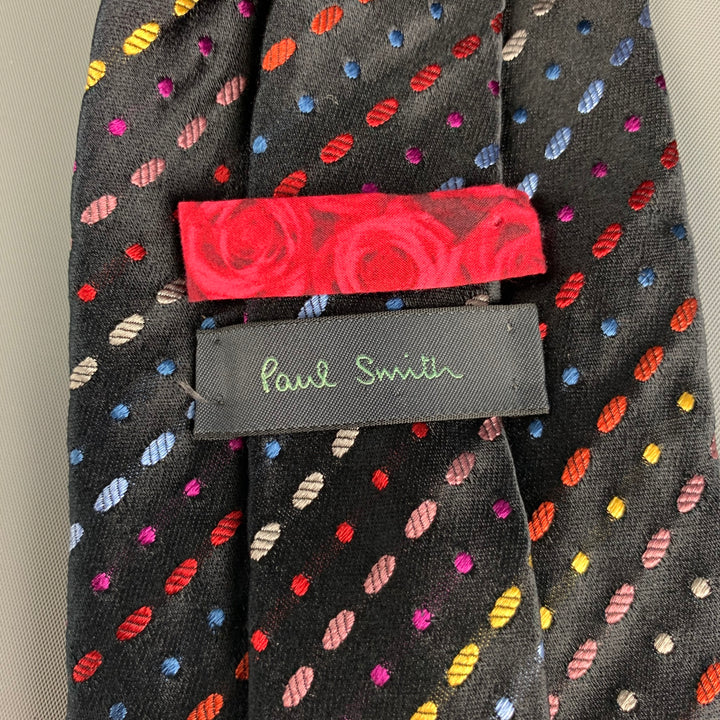 PAUL SMITH Corbata de seda tejida multicolor negra