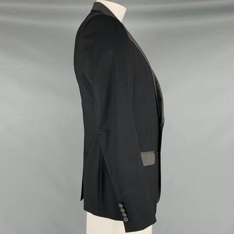 DOLCE & GABBANA Size 42 Black Grey Wool Blend Sport Coat