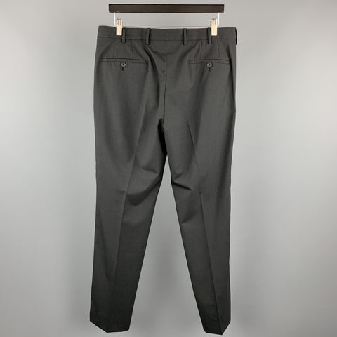 PRADA Size 34 x 34 Black Virgin Wool Zip Fly Dress Pants