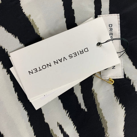 DRIES VAN NOTEN SS 20 Size 36 Black & White Zebra Polyamide Coat