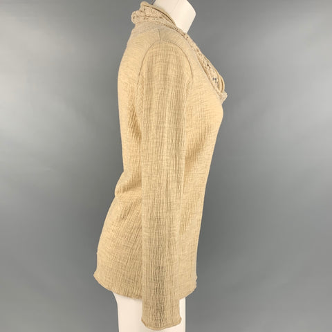 HEART HAAT Talla M Top casual con cuello vuelto de crochet de lana beige