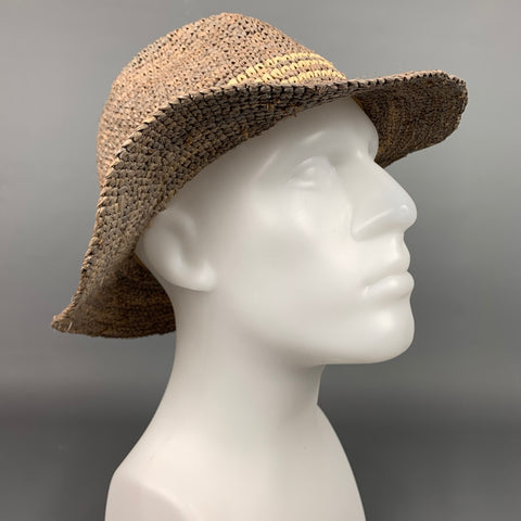 HATATTACK Chapeau Fedora en Raphia Tissé Taupe