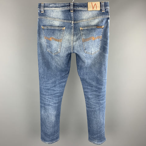 NUDIE JEANS Size 32 Indigo Washed Cotton Button Fly Jeans