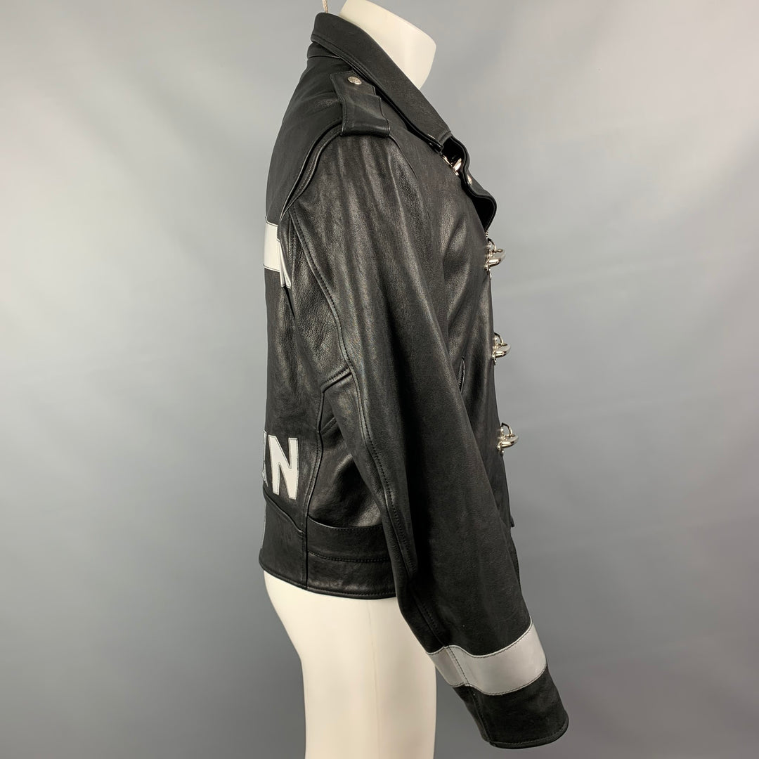 R13 Size M Black Leather Brooklyn USA Biker Jacket