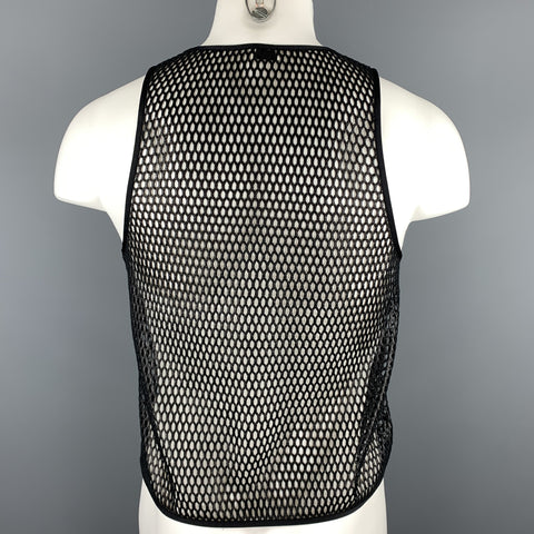 SAINT LAURENT Black Mesh Casual Tank Top
