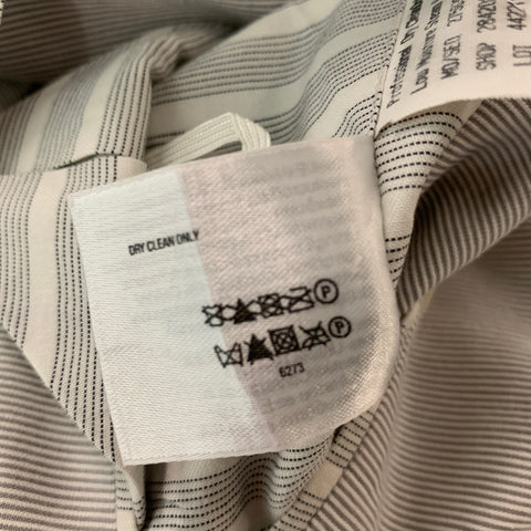 BLACK FLEECE Size 38 Grey White Stripe Cotton Notch Lapel 31 Suit