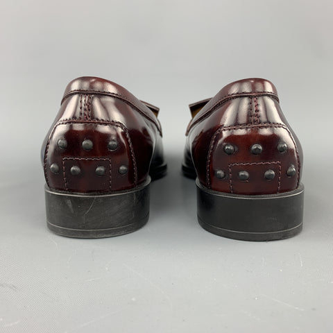 TOD'S Size 8.5 Burgundy Leather Tassels Loafers
