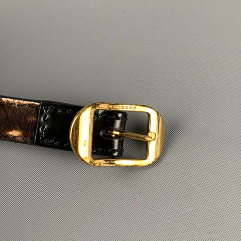 BURBERRY PRORSUM Size 32 Brown White Animal Print Pony Hair Belt