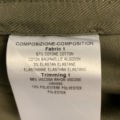 GUCCI Size 2 Olive Cotton / Elastane Snaps Cargo Cuff Zipper Casual Pants